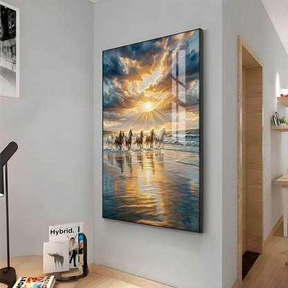 Vastu Inspired Running Horse Wall Art Premium Acrylic Vertical Wall Art