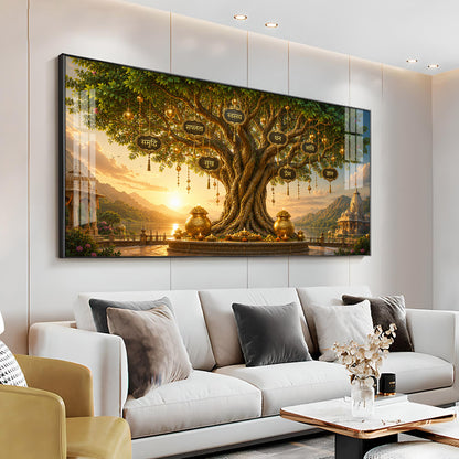 Golden Kalpavriksha Tree Premium Acrylic Horizontal Wall Art