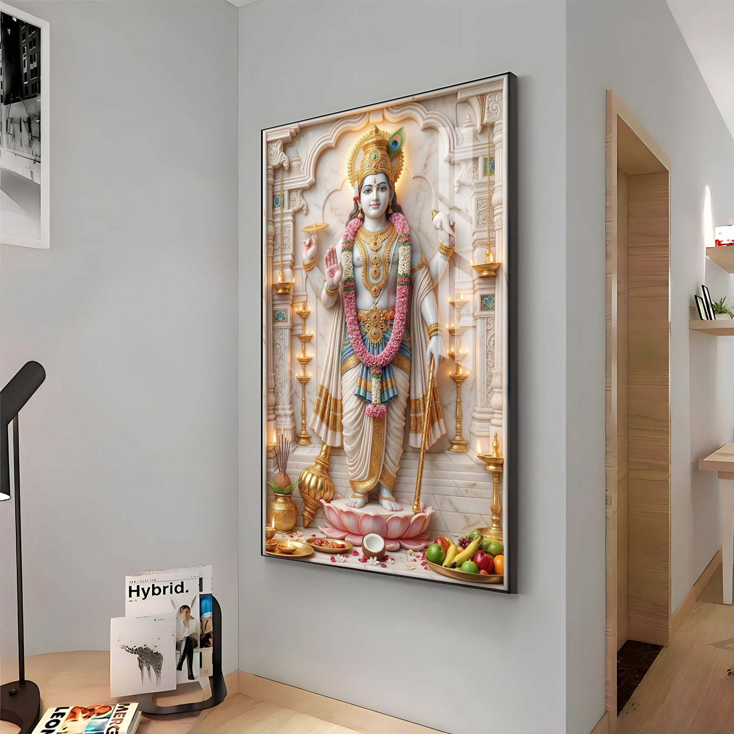 Religious Krishna ji Premium Acrylic Vertical Wall Art