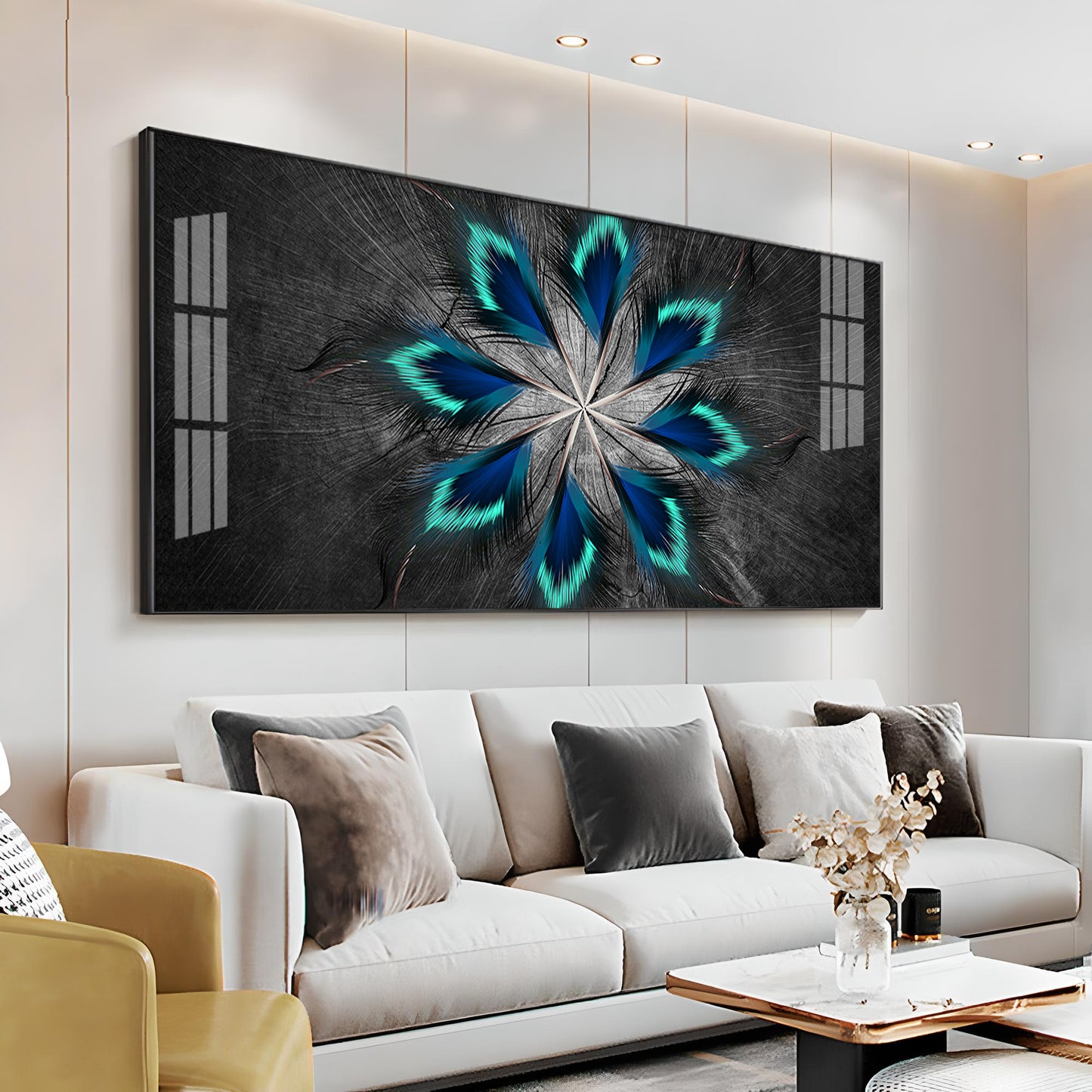 Stylish Modern Feather Premium Acrylic Horizontal Wall Art