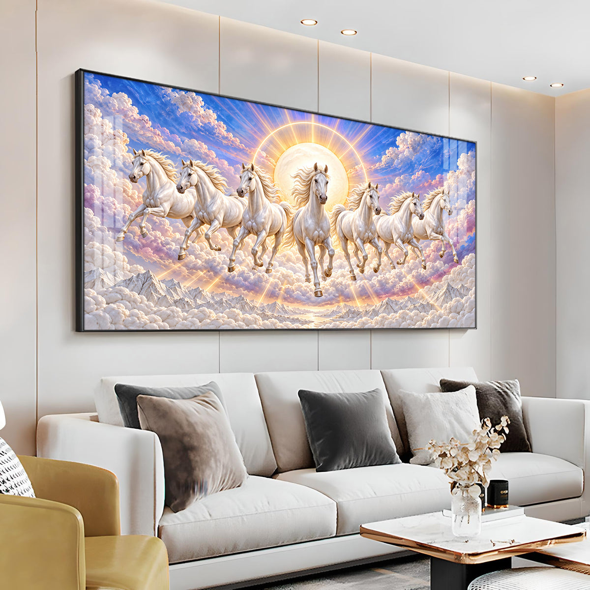 Seven Running Horses Premium Acrylic Horizontal Wall Art