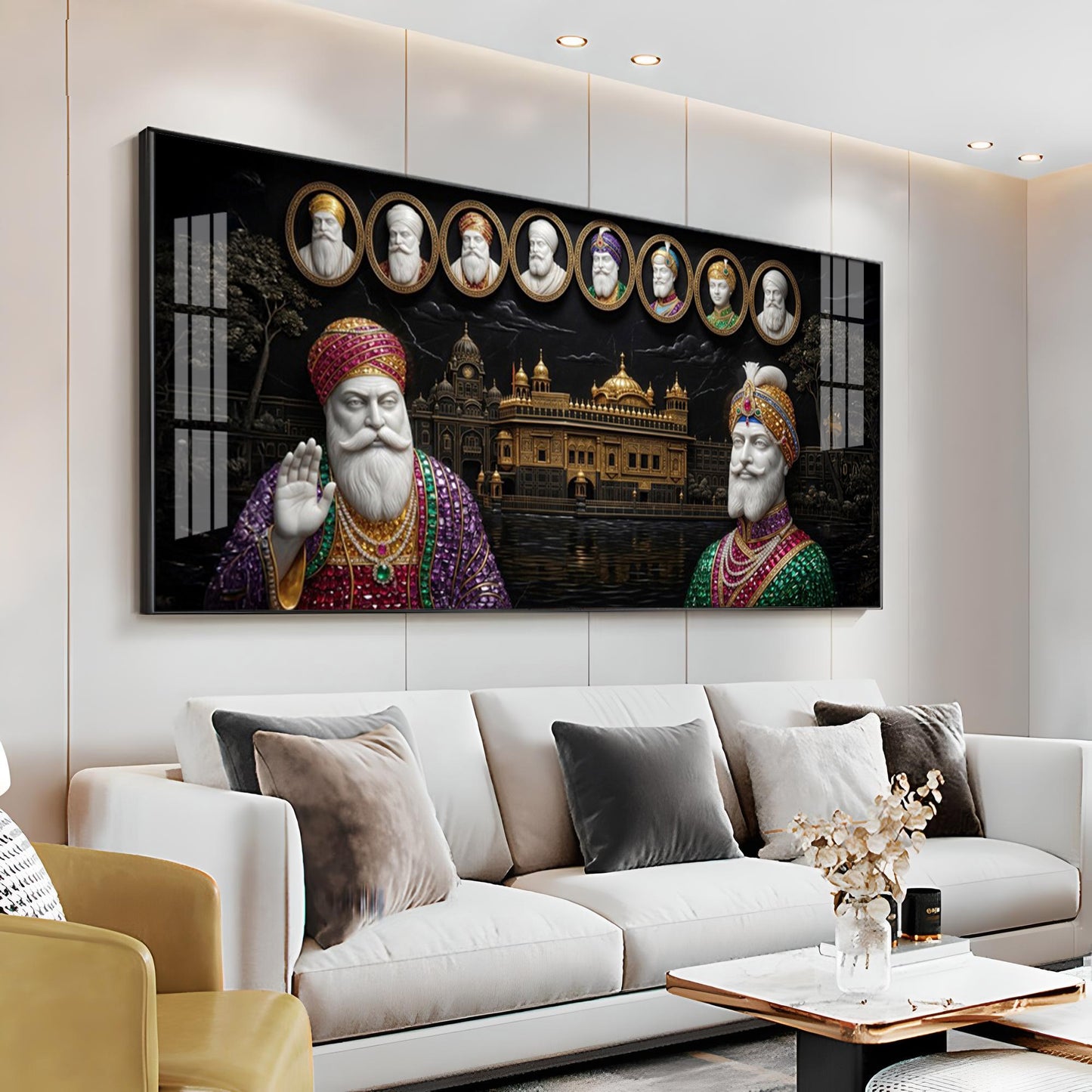 Ten Sikh Gurus & The Golden Temple Premium Acrylic Horizontal Wall Art