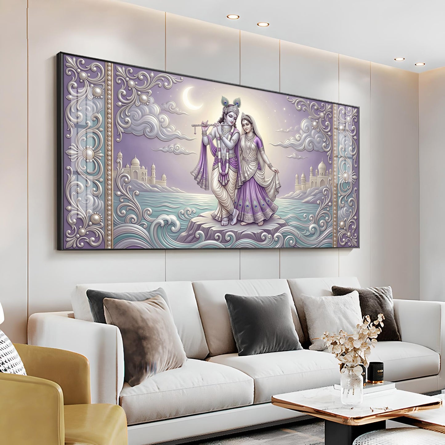 Hindu God Radha Krishna Premium Acrylic Horizontal Wall Art