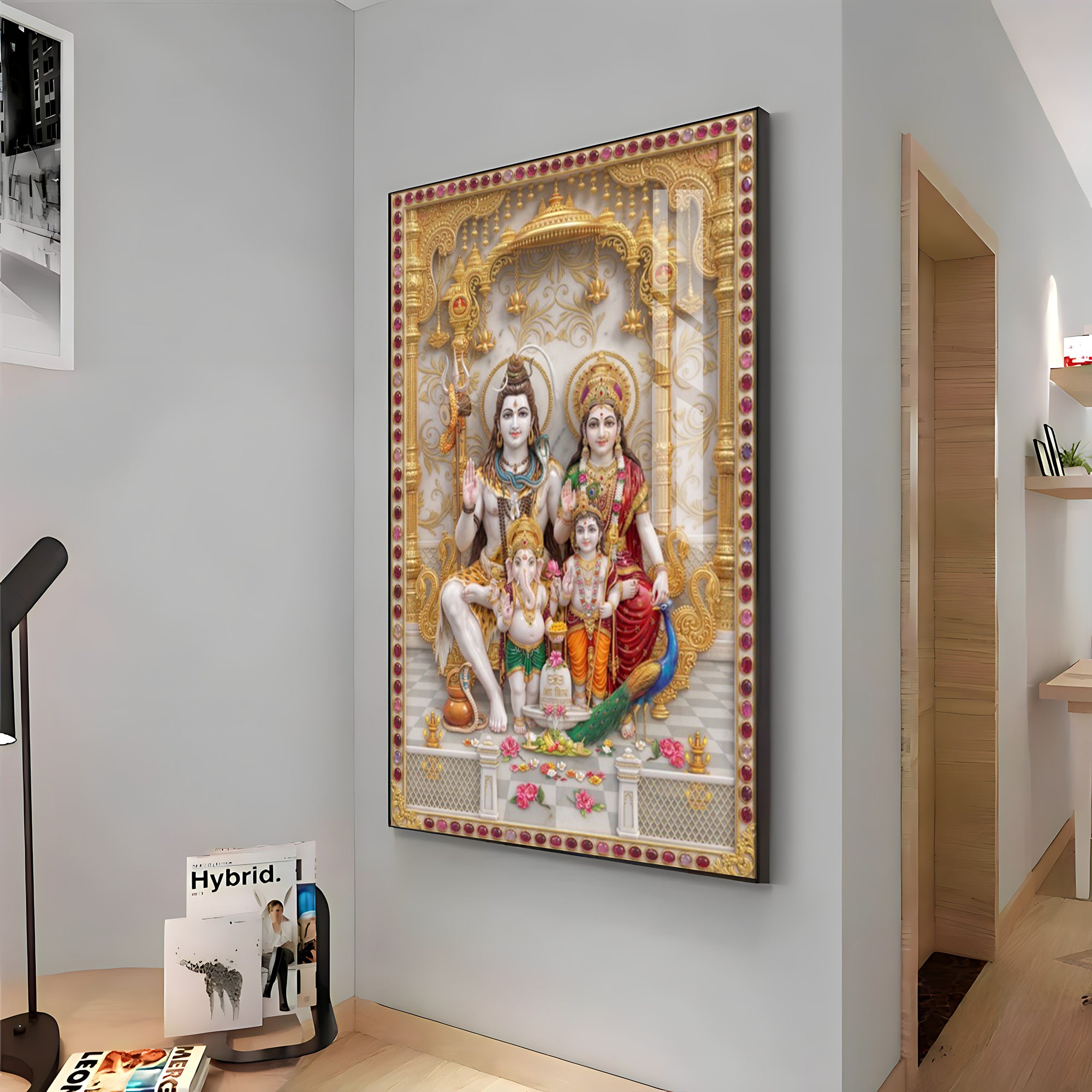 Blessings Of Shiv Parivar Premium Acrylic Vertical Wall Art