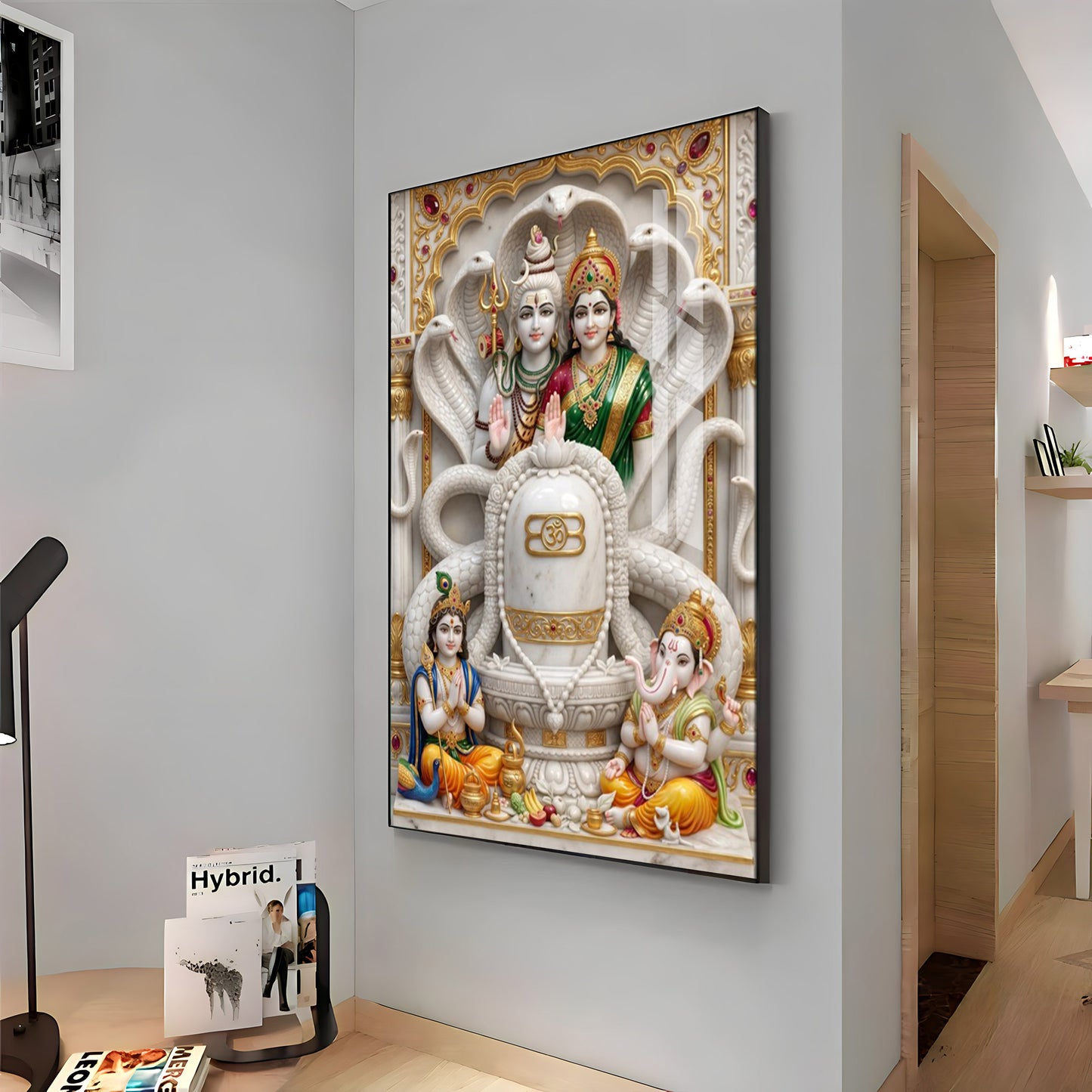 Shiv Parivar With Sivaling Premium Acrylic Vertical Wall Art