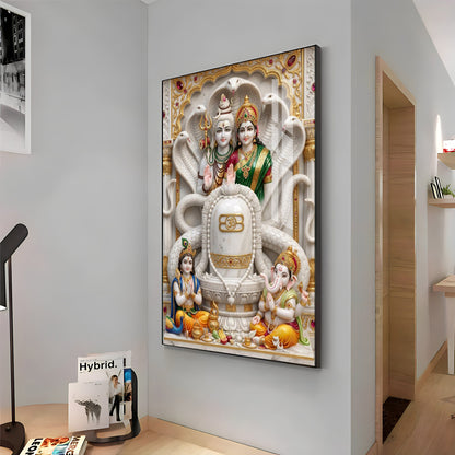 Shiv Parivar With Sivaling Premium Acrylic Vertical Wall Art