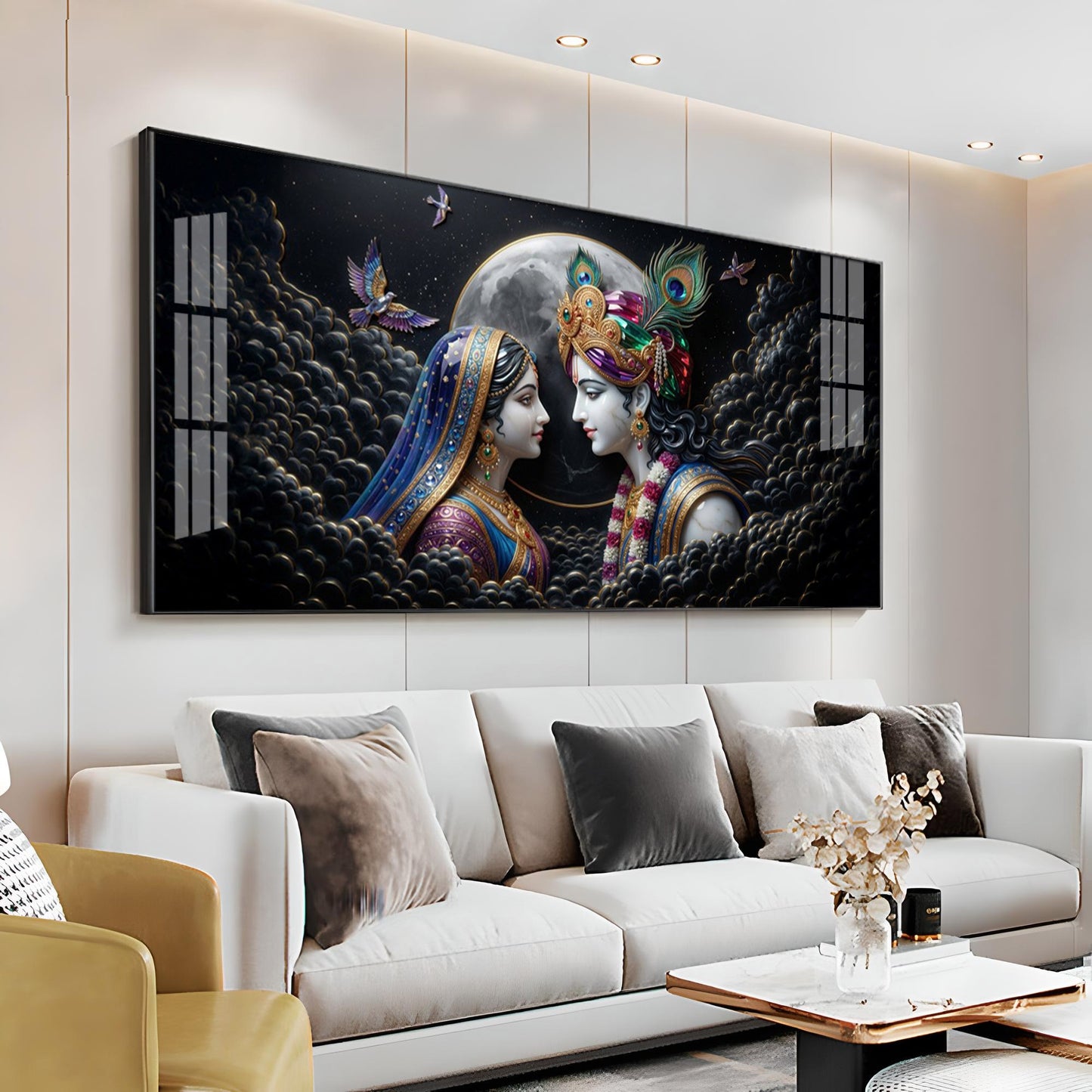 Divine Radha Krishna Premium Acrylic Horizontal Wall Art