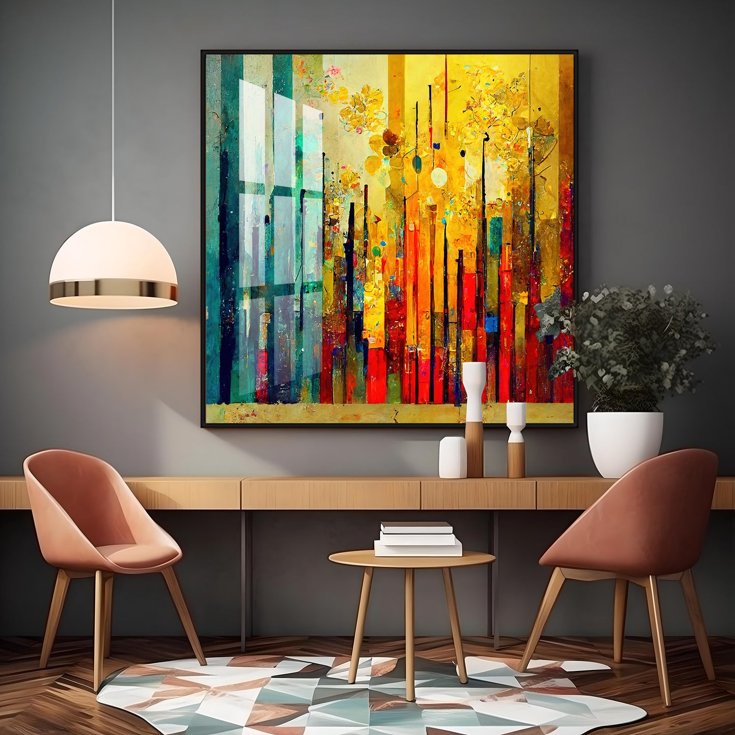 Multi Color Abstract Art Premium Acrylic Square Wall Art