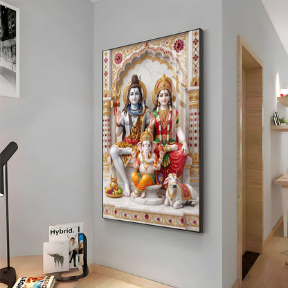 Lord Shiv Parvati Parivar Premium Acrylic Vertical Wall Art
