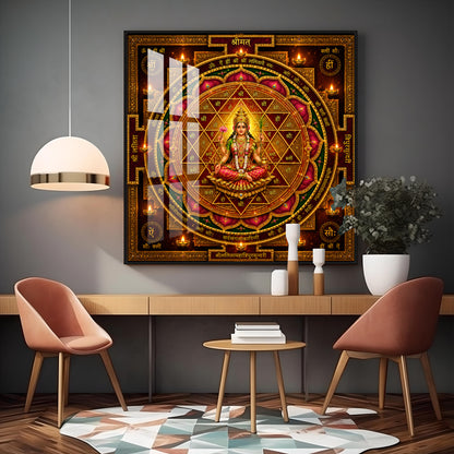 Shri Lalita Tripura Sundari Yantra Premium Acrylic Square Wall Art