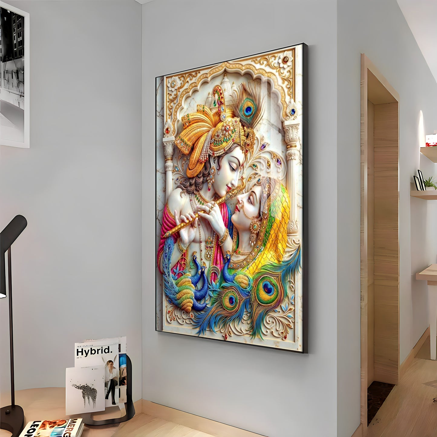 Radha Krishna Eternal Love Premium Acrylic Vertical Wall Art