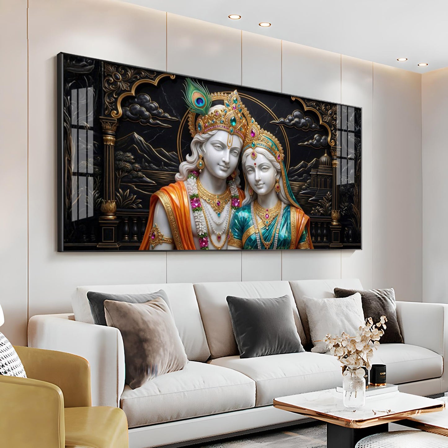 Magical Radha Krishna Premium Acrylic Horizontal Wall Art