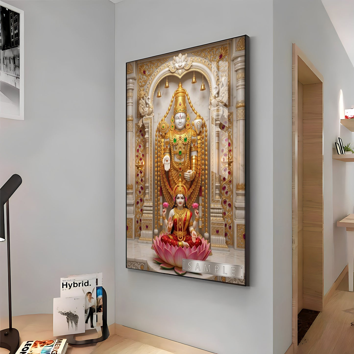 Tirupati Balaji With Devi Lakshmi Premium Acrylic Vertical Wall Art