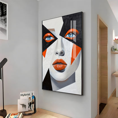 Woman With Orange Lips Premium Acrylic Vertical Wall Art