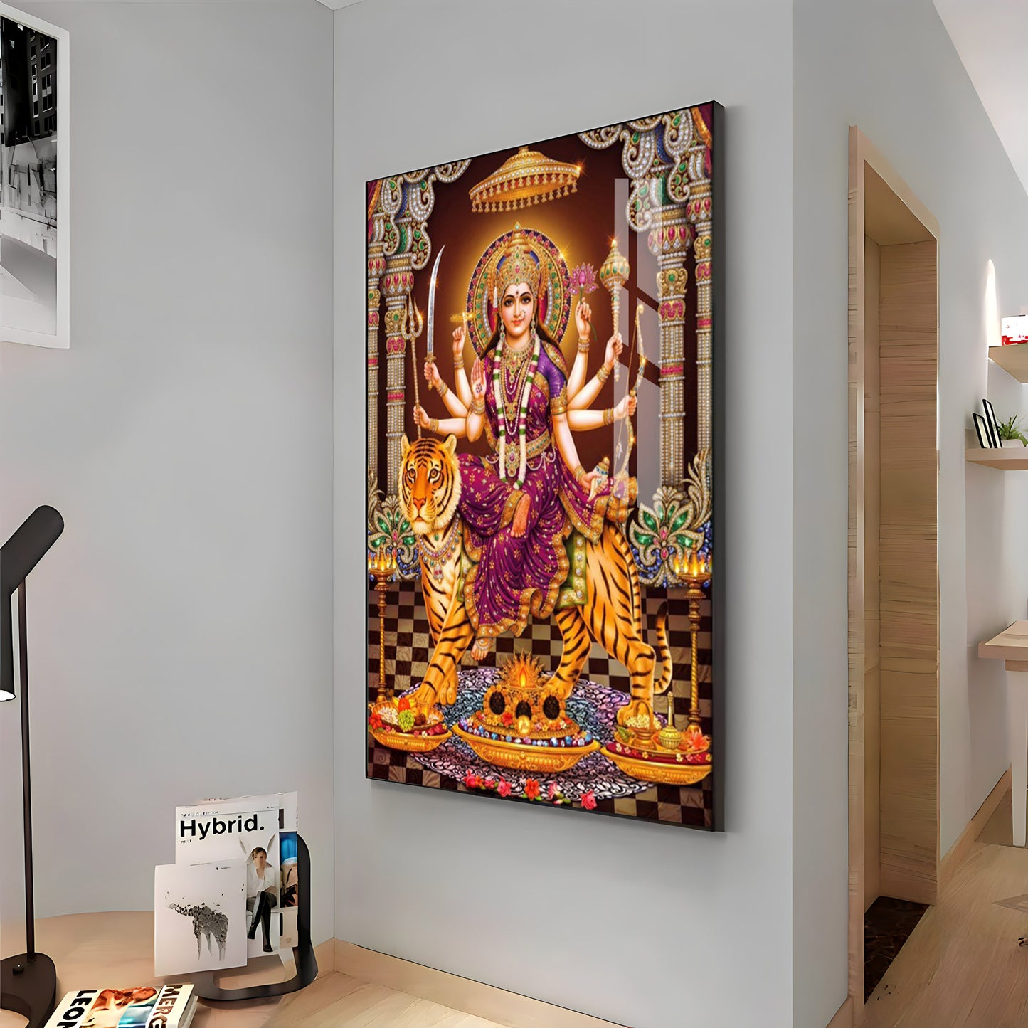 Maa Sherawali Premium Acrylic Vertical Wall Art
