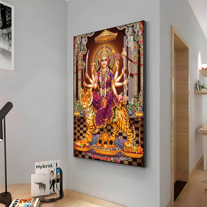 Maa Sherawali Premium Acrylic Vertical Wall Art