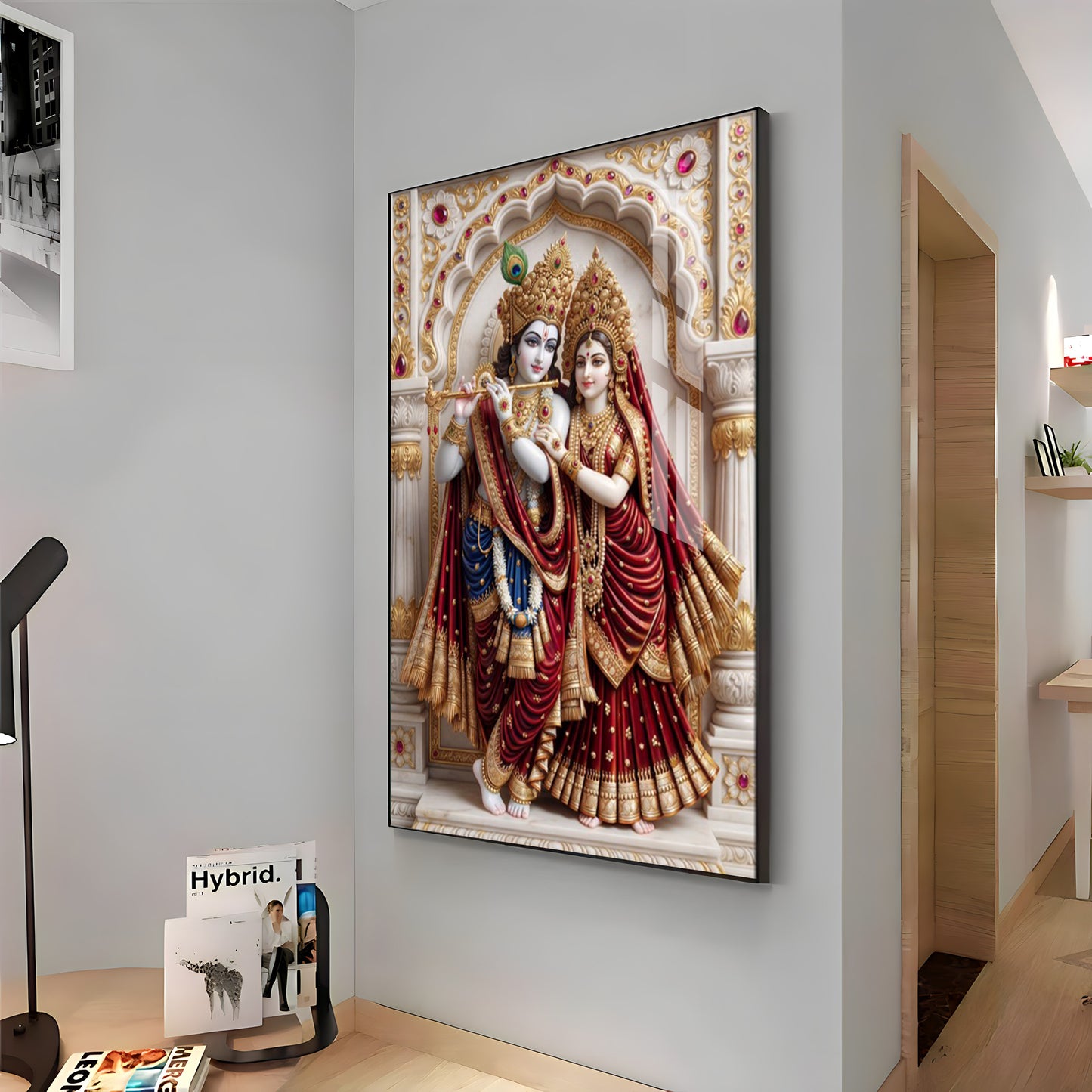 Divine Wisdom Of Radha Krishna Premium Acrylic Vertical Wall Art