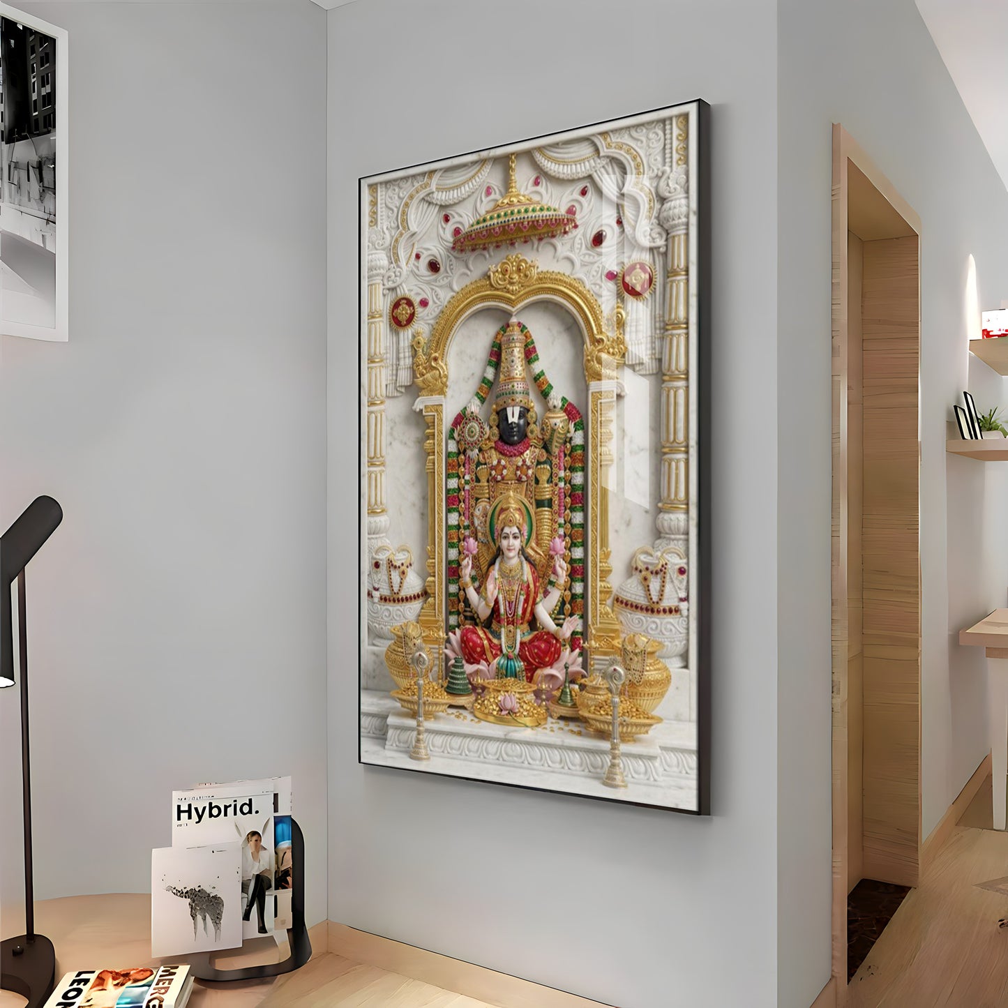 Goddess Lakshmi With Lord Venkateswara Premium Acrylic Vertical Wall Art