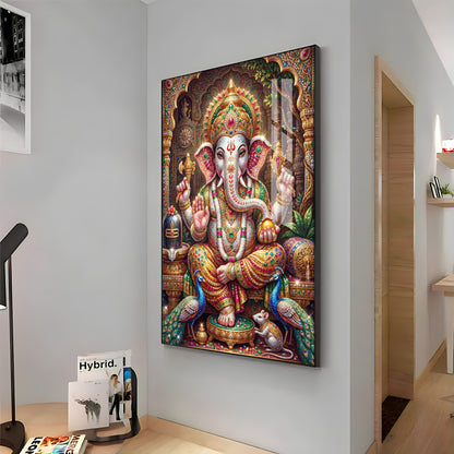 Hindu God Ganpati Ji Premium Acrylic Vertical Wall Art
