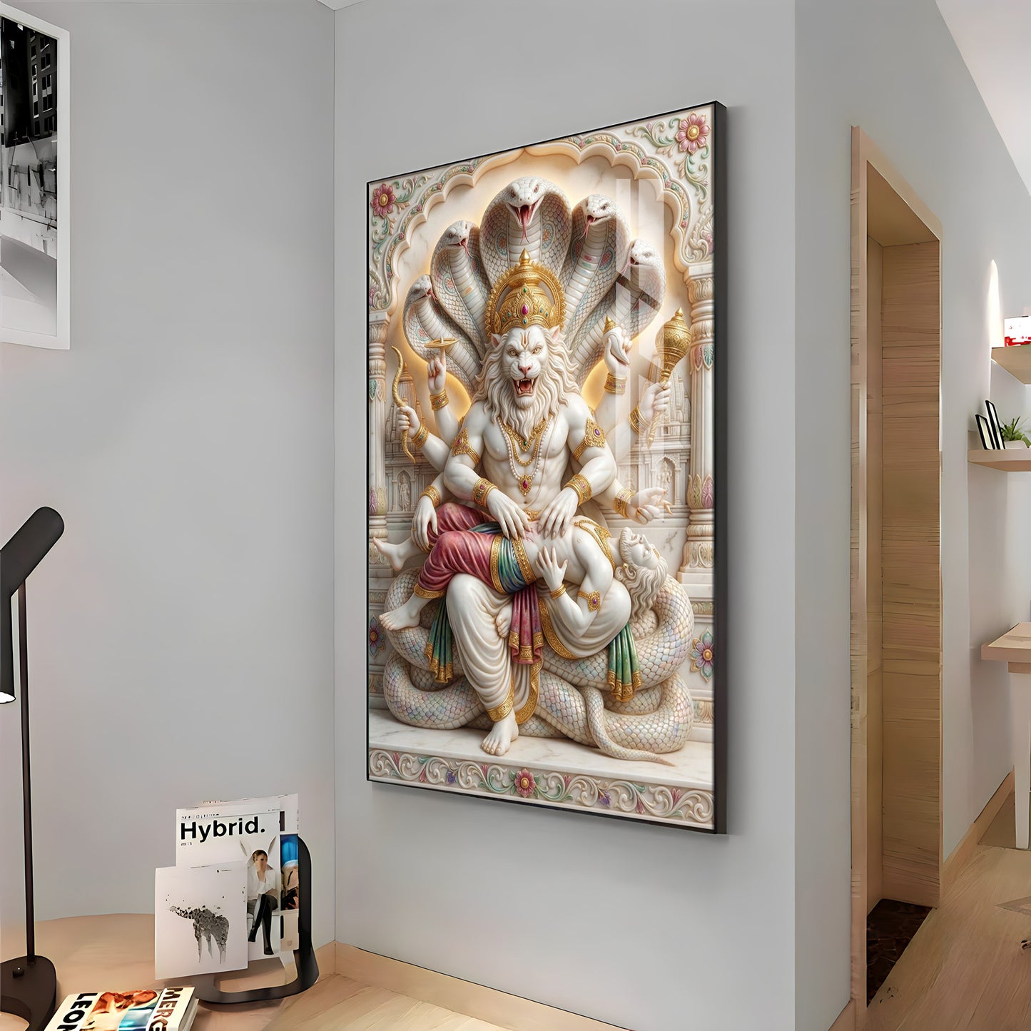 Divine Narasimha Premium Acrylic Vertical Wall Art