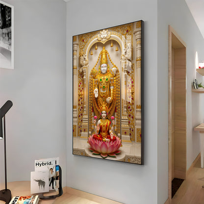 Tirupati Balaji With Devi Lakshmi Premium Acrylic Vertical Wall Art