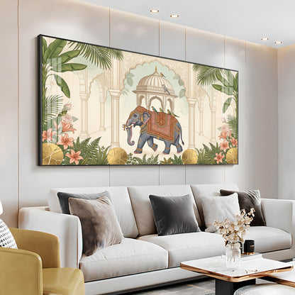 Royal Elephant in Palace Premium Acrylic Horizontal Wall Art