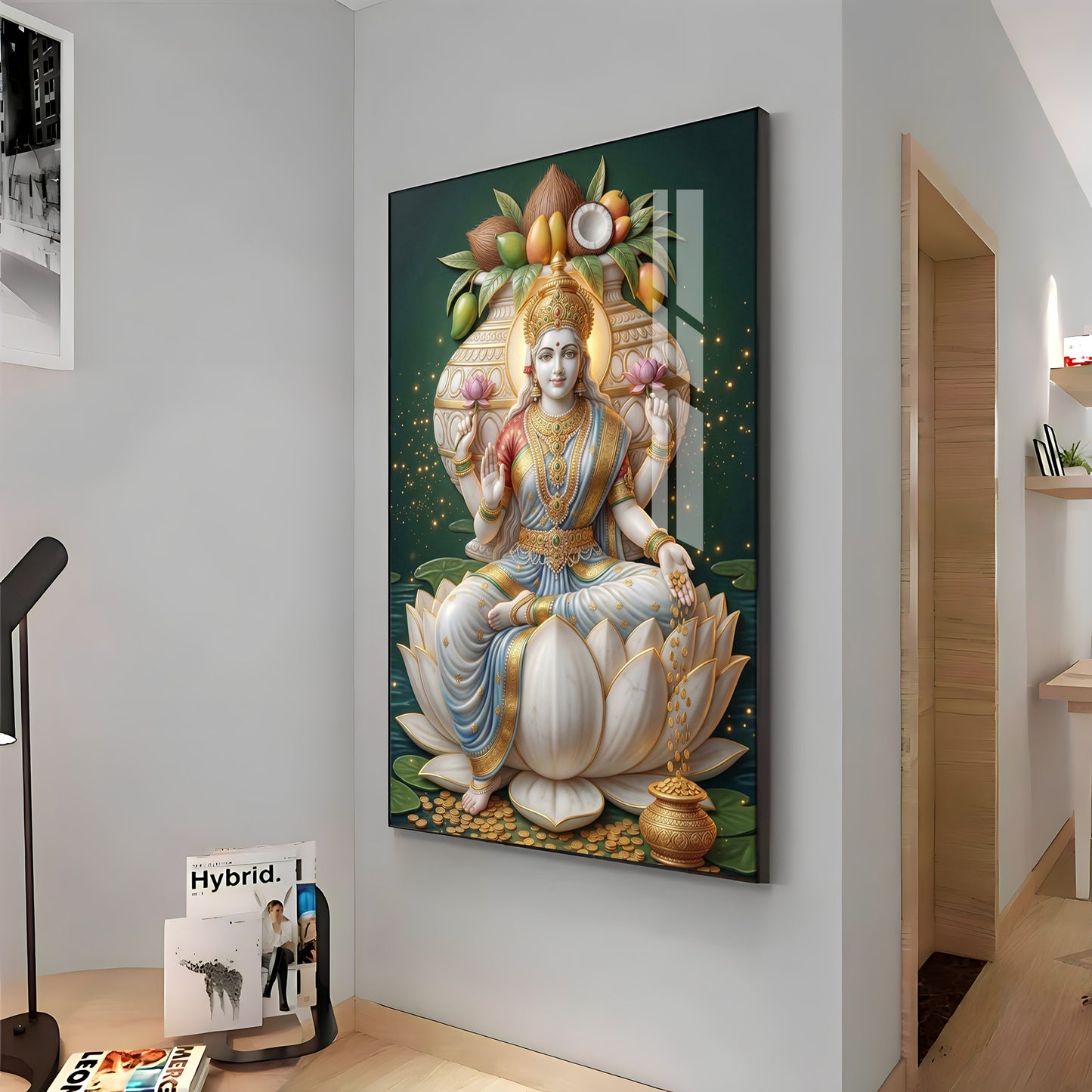 Hindu Goddess Lakshmi Premium Acrylic Vertical Wall Art
