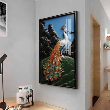 White Peacock Premium Acrylic Vertical Wall Art