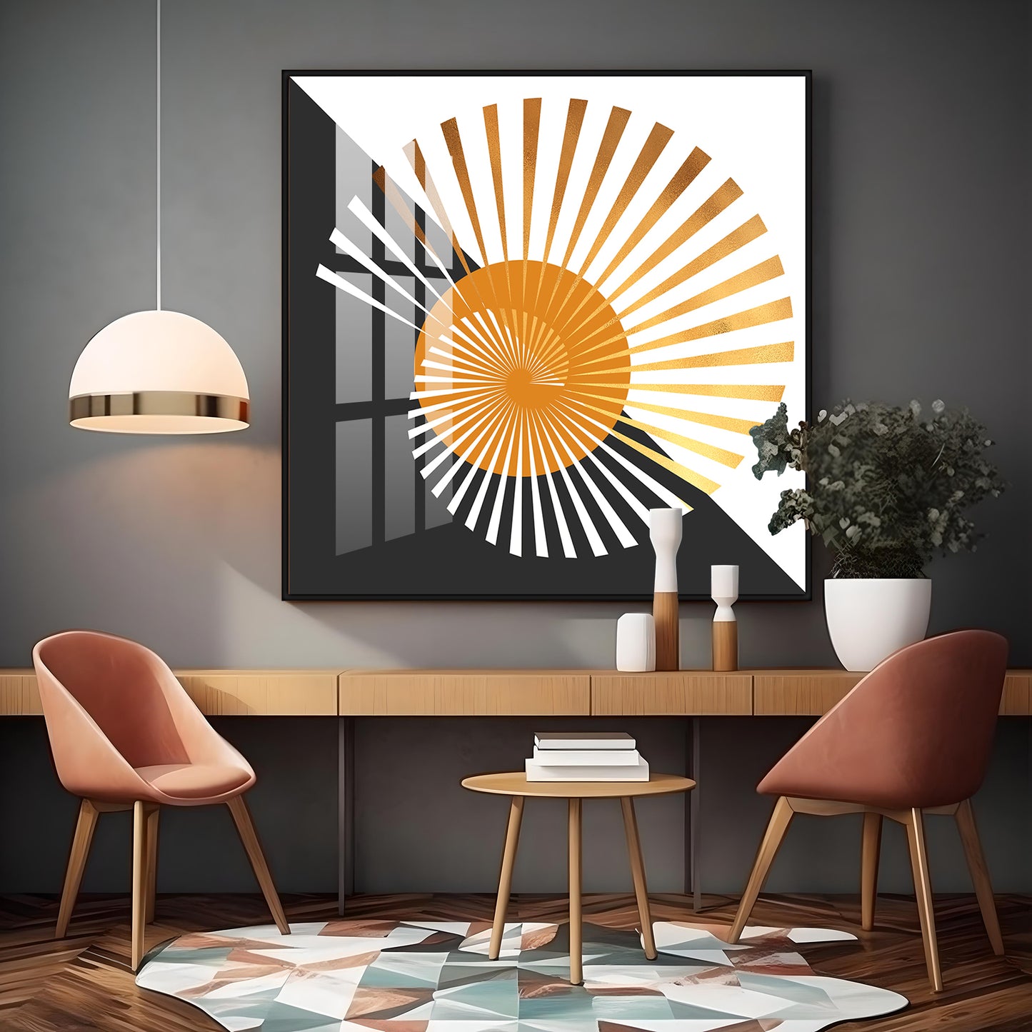 Spiral Or Sunburst Pattern Premium Acrylic Square Wall Art