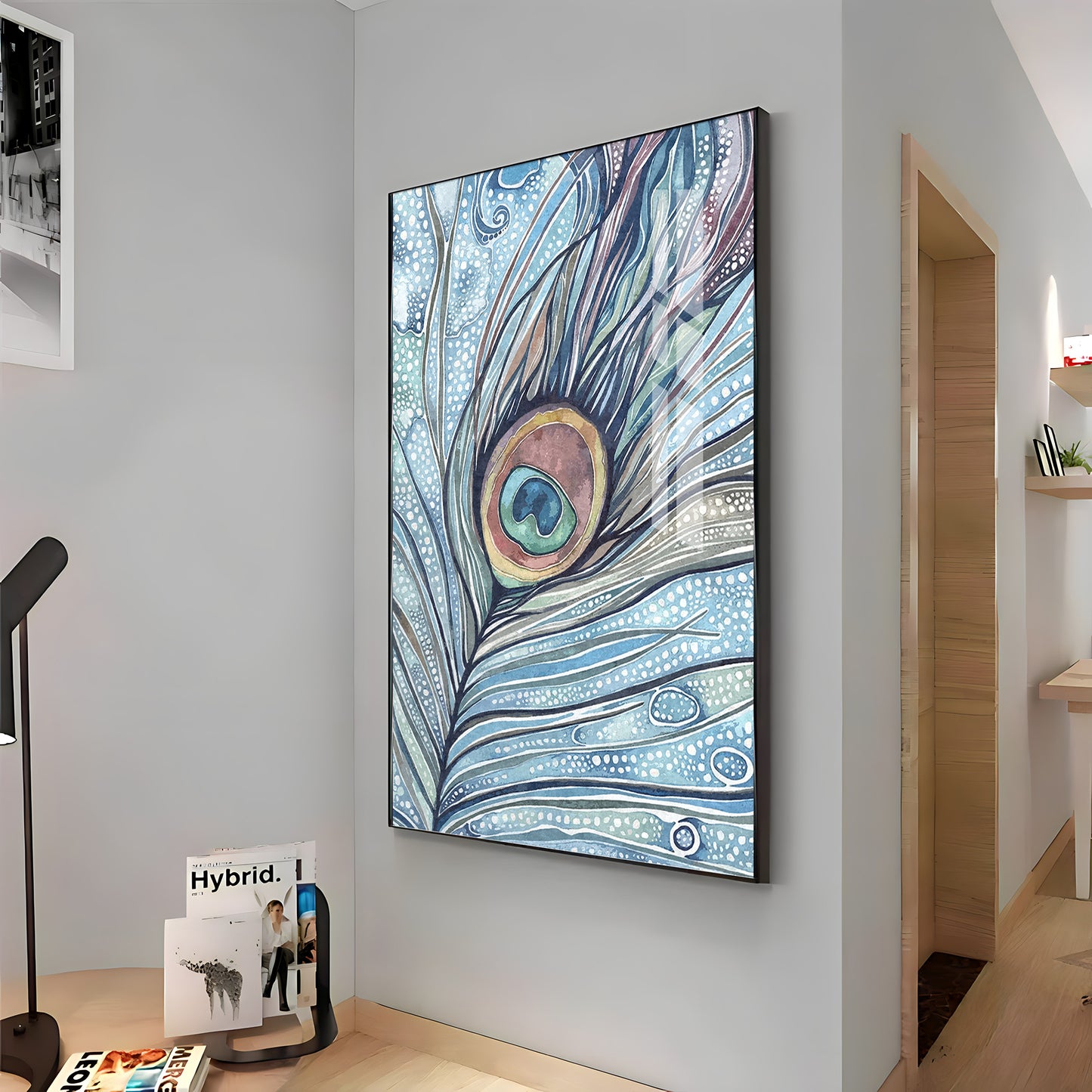Abstract Peacock Feather Premium Acrylic Vertical Wall Art