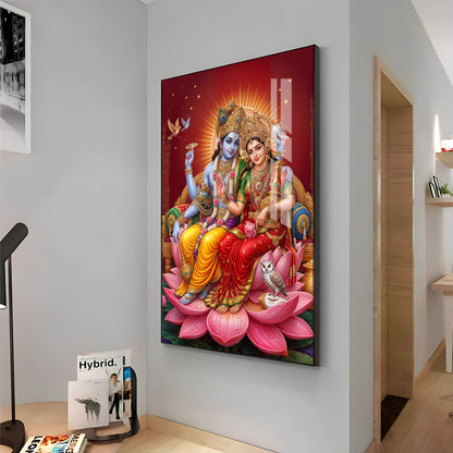 Lord Vishnu & Maa Lakshmi Premium Acrylic Vertical Wall Art