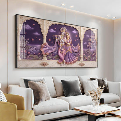 Radha Krishna Swaroop Premium Acrylic Horizontal Wall Art