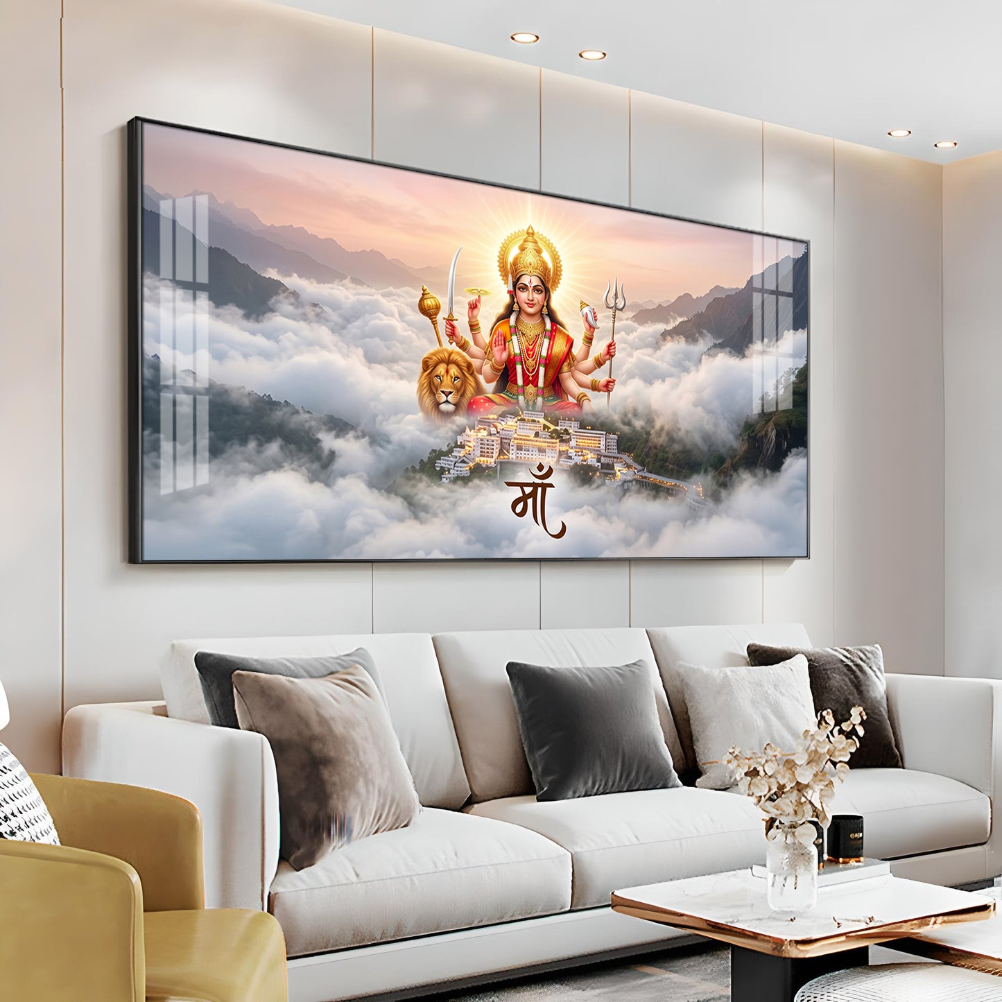 Goddess Vaishno Devi Temple Premium Acrylic Horizontal Wall Art