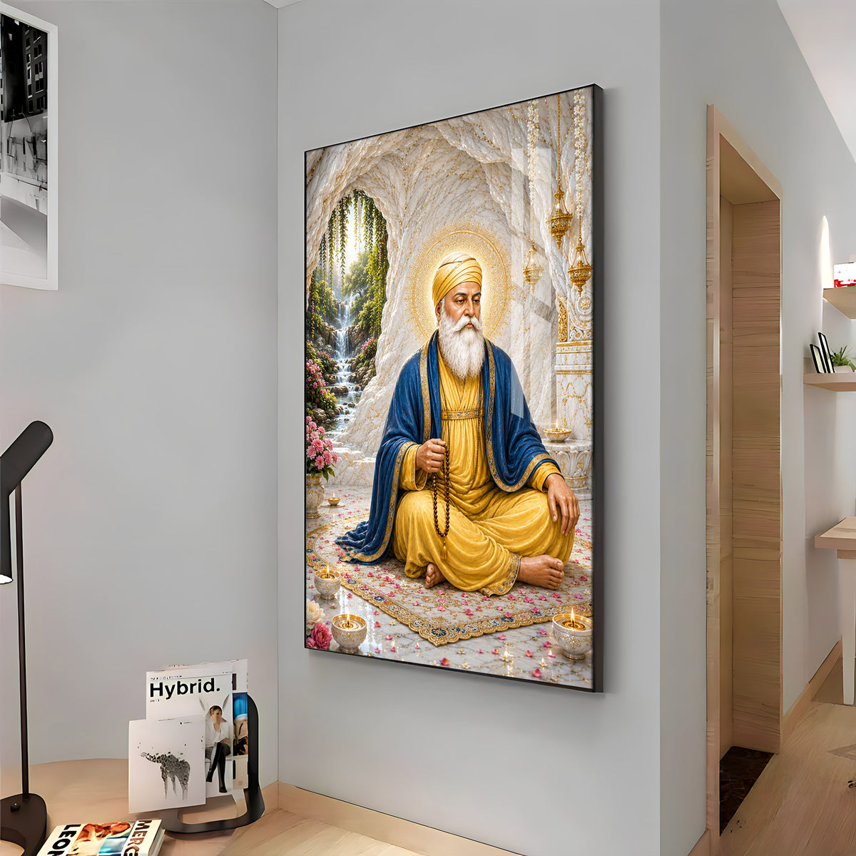 Peaceful Guru Nanak Dev Ji Premium Acrylic Vertical Wall Art