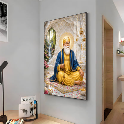 Peaceful Guru Nanak Dev Ji Premium Acrylic Vertical Wall Art