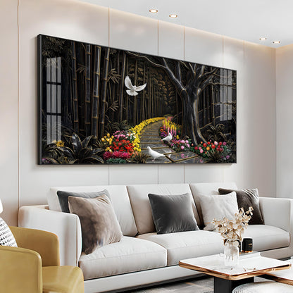 Birds & Blooms Walkway Premium Acrylic Horizontal Wall Art