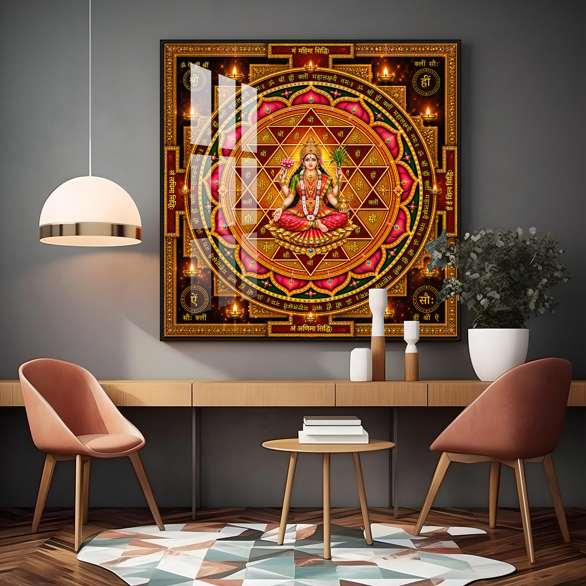 Shri Lalita Tripura Sundari Yantra Premium Acrylic Square Wall Art
