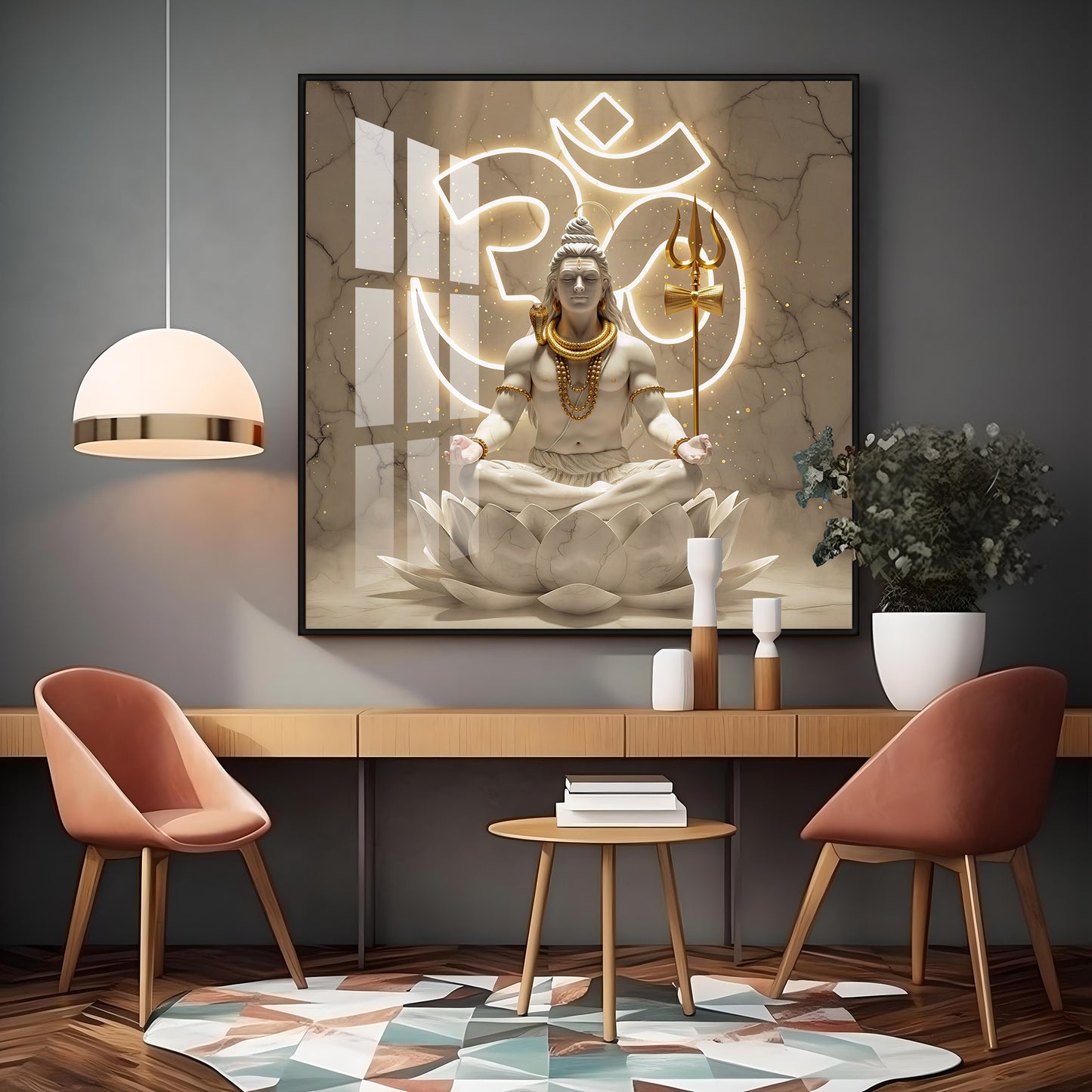 Lord Shiva Meditating Premium Acrylic Square Wall Art