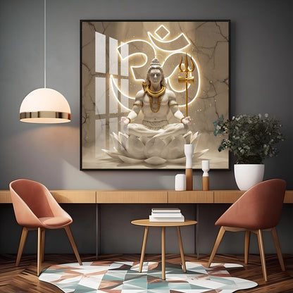 Lord Shiva Meditating Premium Acrylic Square Wall Art