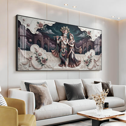 Divine Love Radha Krishna Premium Acrylic Horizontal Wall Art