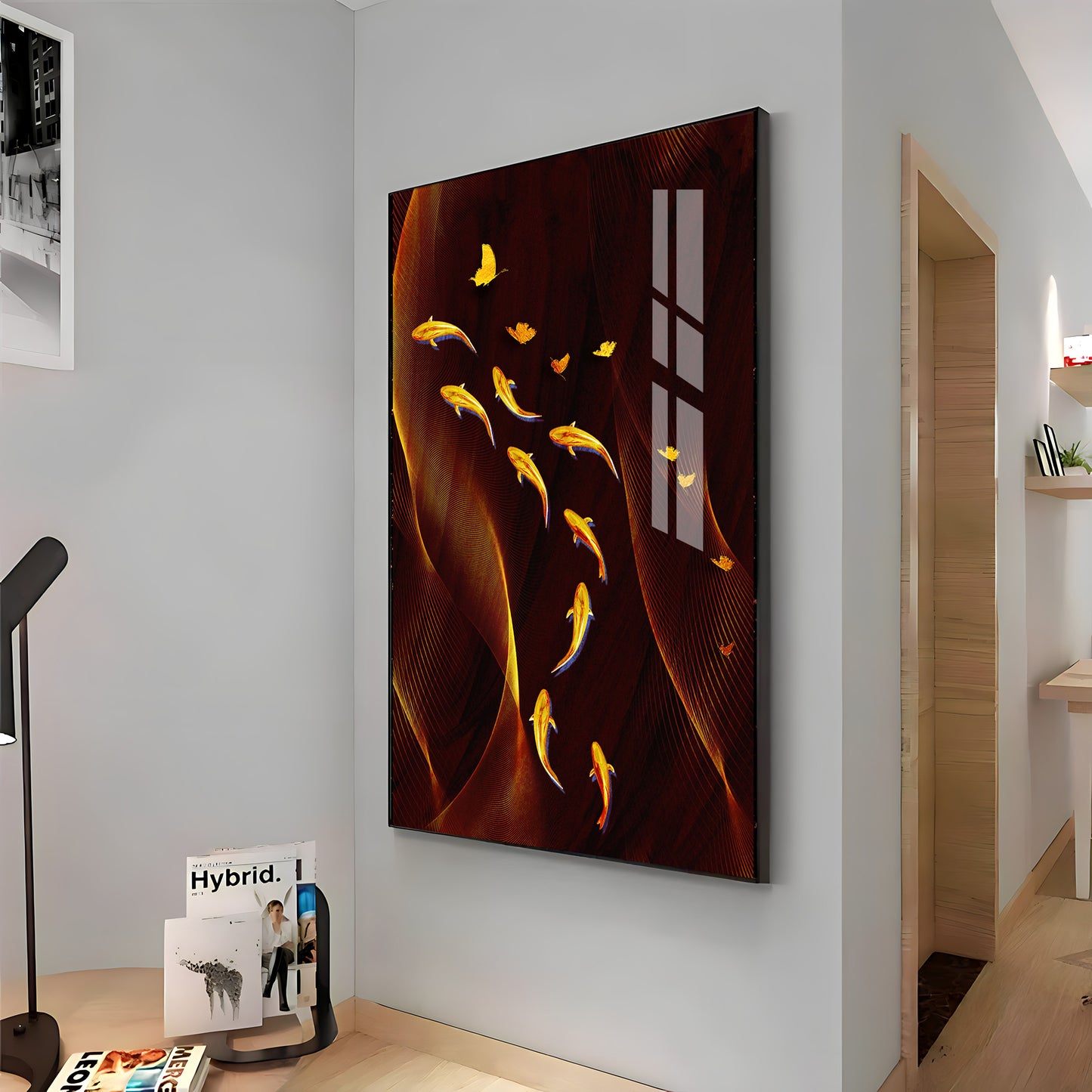Fish Flow Circle Premium Acrylic Vertical Wall Art