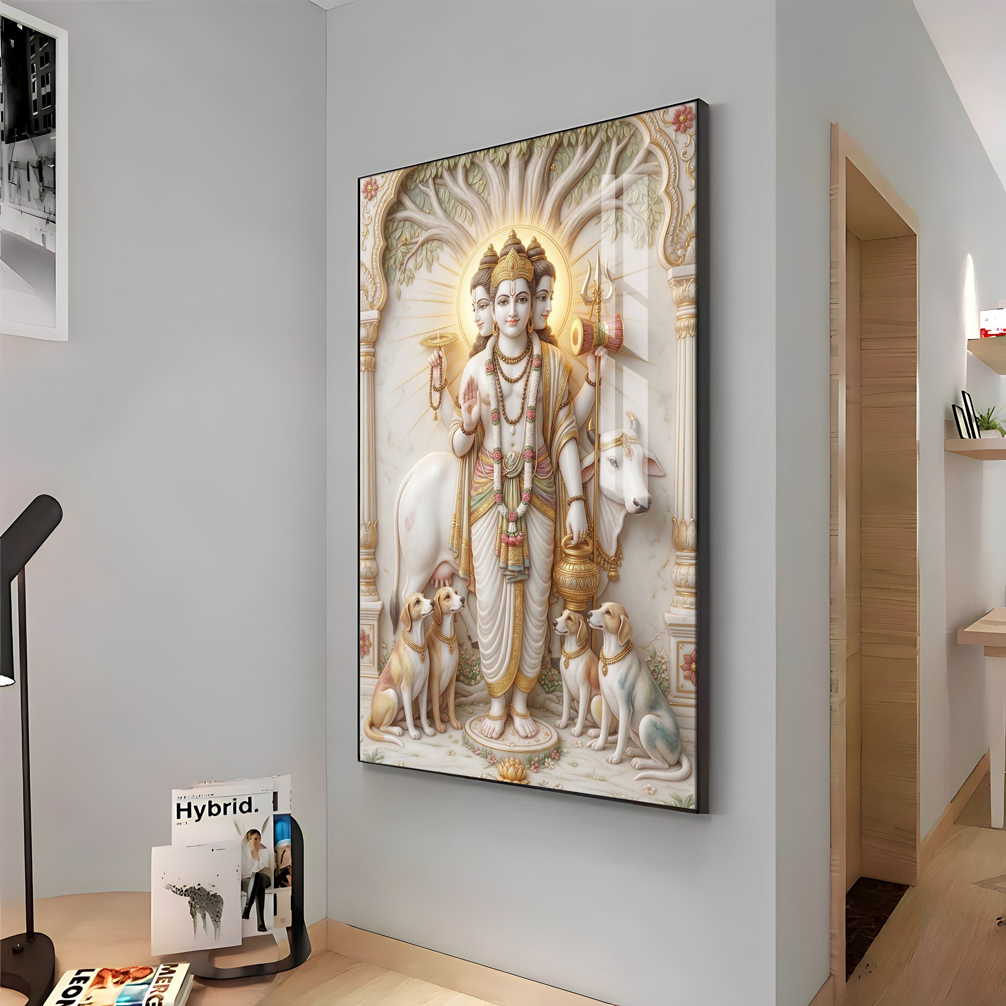 Hindu Deity Dattatreya Ji Premium Acrylic Vertical Wall Art