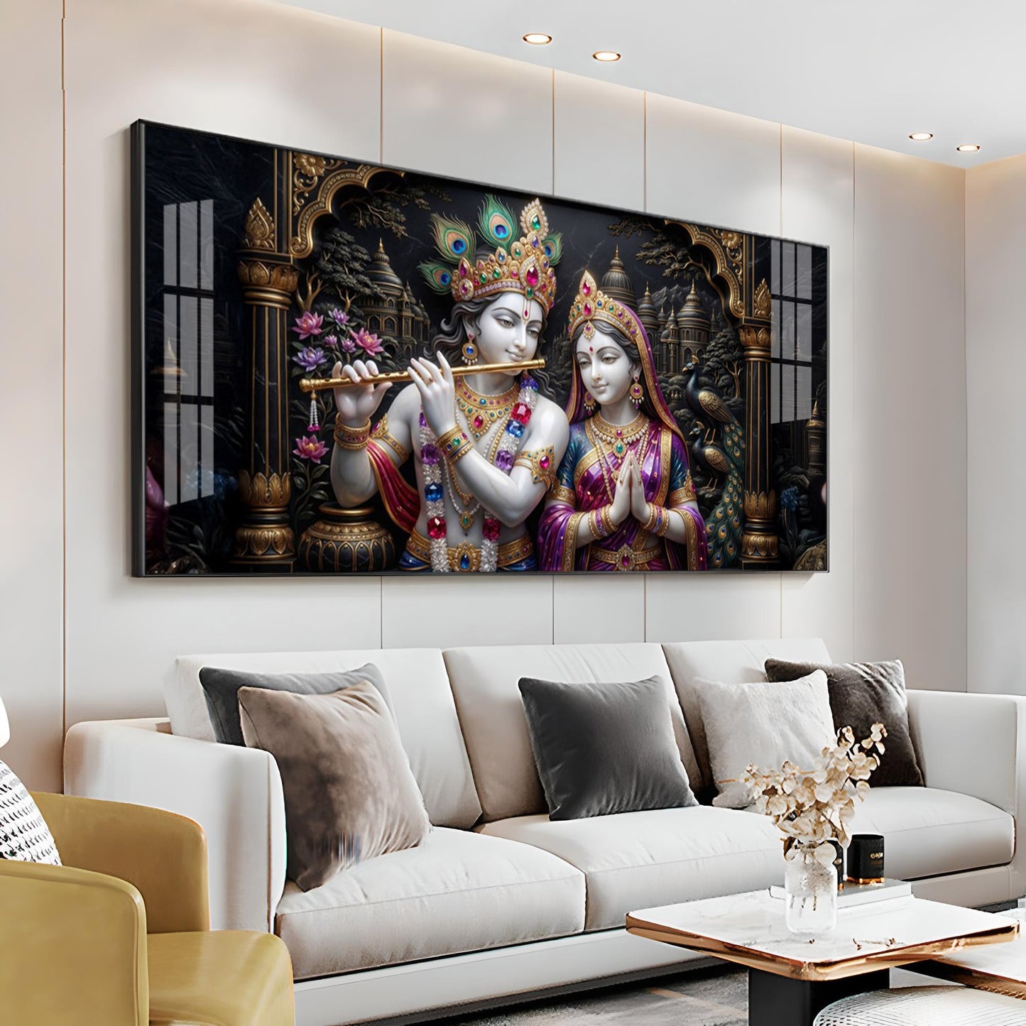 Timeless Love Krishna & Radha Premium Acrylic Horizontal Wall Art