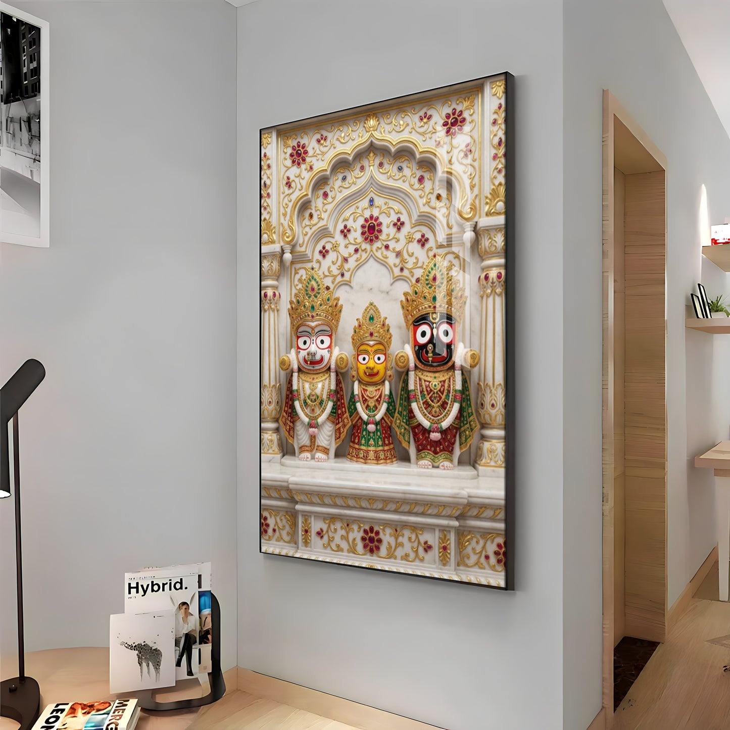 Divine Jagannath, Balabhadra and Subhadra Premium Acrylic Vertical Wall Art