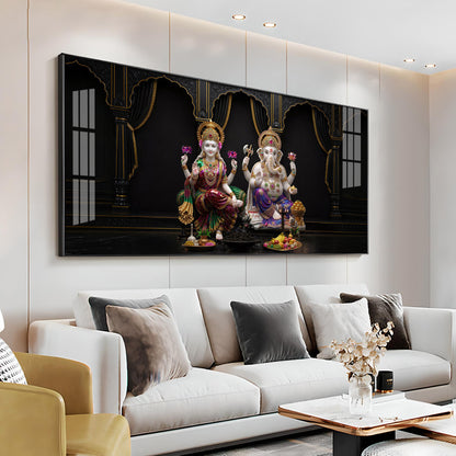 Goddess Lakshmi & Lord Ganesha Premium Acrylic Horizontal Wall Art