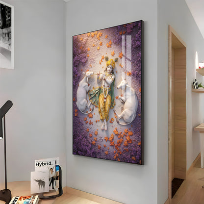 Lord Krishna Kripa Premium Acrylic Vertical Wall Art