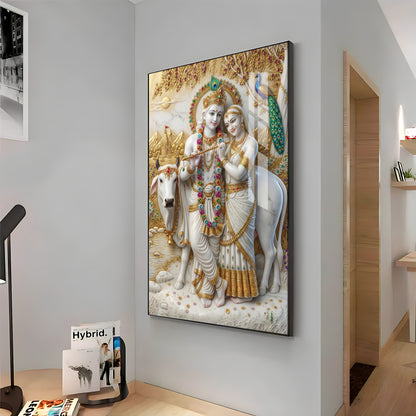 Serenity of Radha Krishna Premium Acrylic Vertical Wall Art