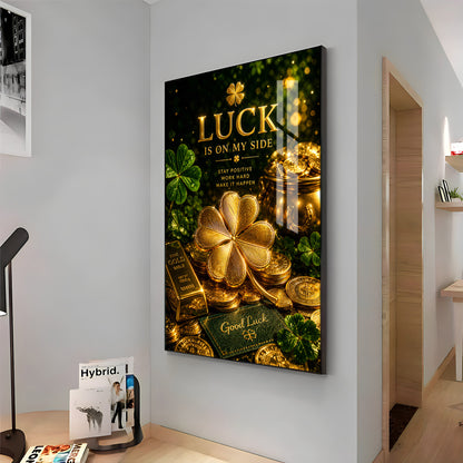 Golden Leaf Premium Acrylic Vertical Wall Art