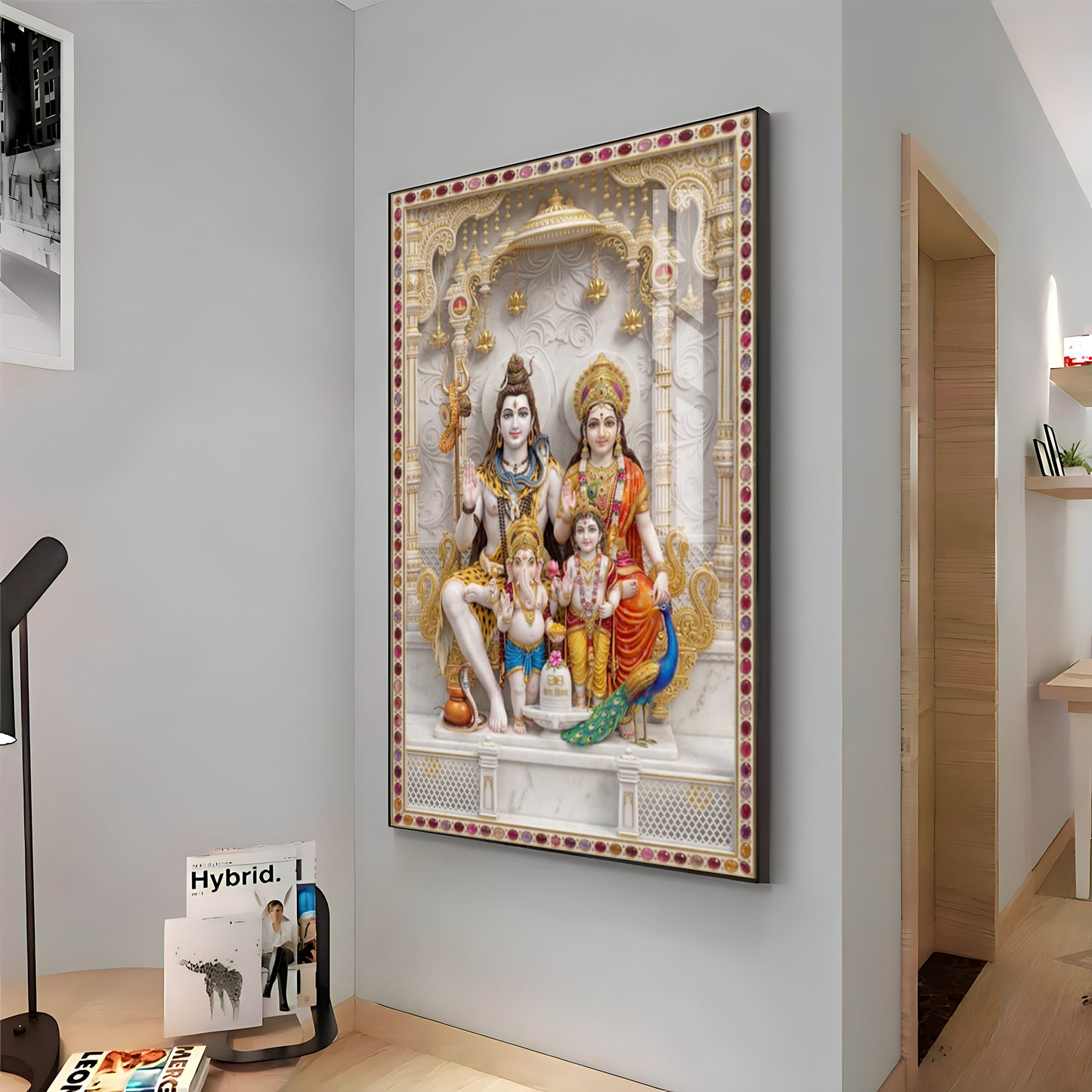 Divine Wisdom Shiv Parivar Premium Acrylic Vertical Wall Art