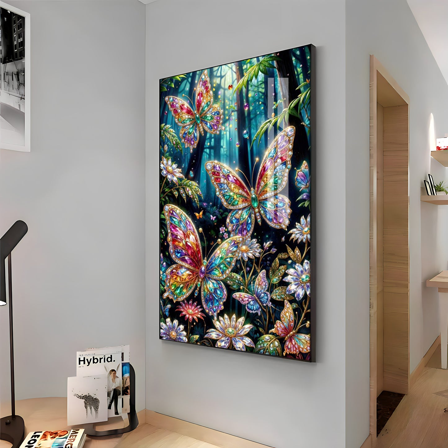 Multicolored Butterflies Premium Acrylic Vertical Wall Art